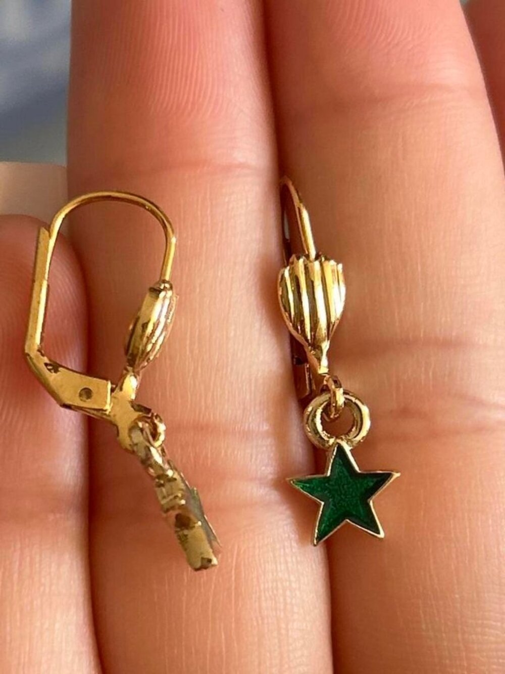 Green Star Stud Earrings Costume Jewelry Cute Celestial